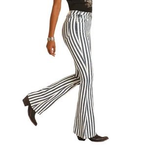 Rock&Roll Denim NWT High Rise Flare Wide Stripe Cowgirl/Boho Jeans - Size 32x34